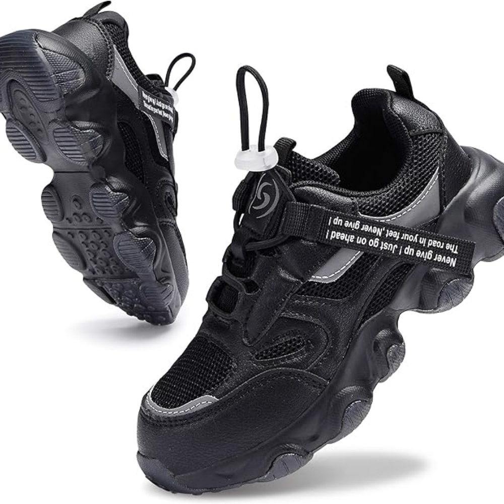Santiro Boys Shoes Lightweight Fashion Kids Girls Sneakers Black Size 5 Big Kid